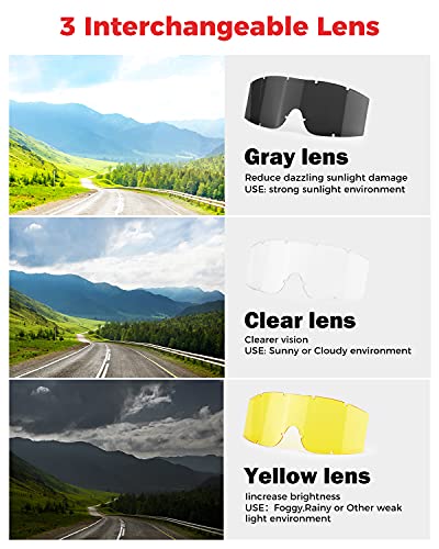 Kemimoto Airsoft Goggles, Tactical Safety Goggles Anti Fog Military Glasses With 3 Interchangeable Lenses, Ballistic Goggles For Paintball, Shooting, Hunting #TOP2