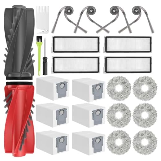 RUKHOOL Qrevo S5V Zubehör für Roborock Qrevo Curv S5X/ Qrevo Edge S5A/ Qrevo Edge/Qrevo Curv Ersatzteile Zubehörset Accessories 6 Staubbeutel 2 Hauptbürsten 4 Hepa Filter 6 Wischpads 4 Seitenbürsten