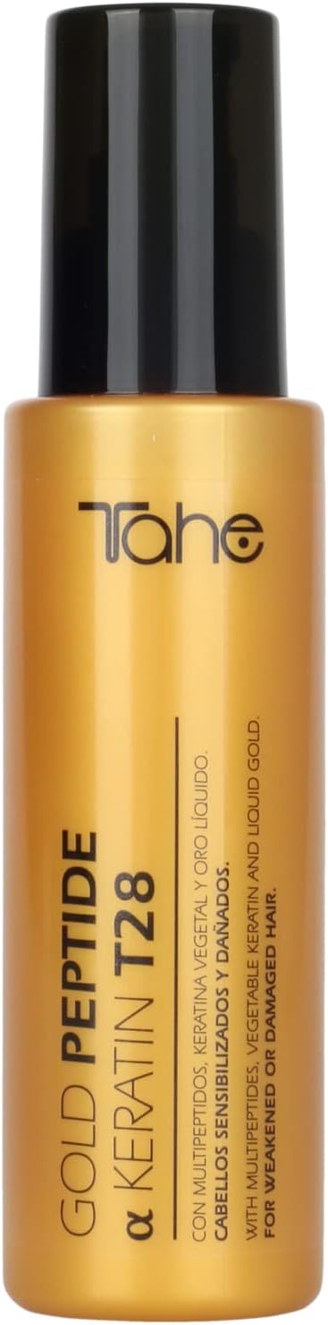 Tahe Gold Peptide Keratin Serum T28 for Damaged Hair with Multipeptides, Vegetable Keratin and Liquid Gold, 100 ml