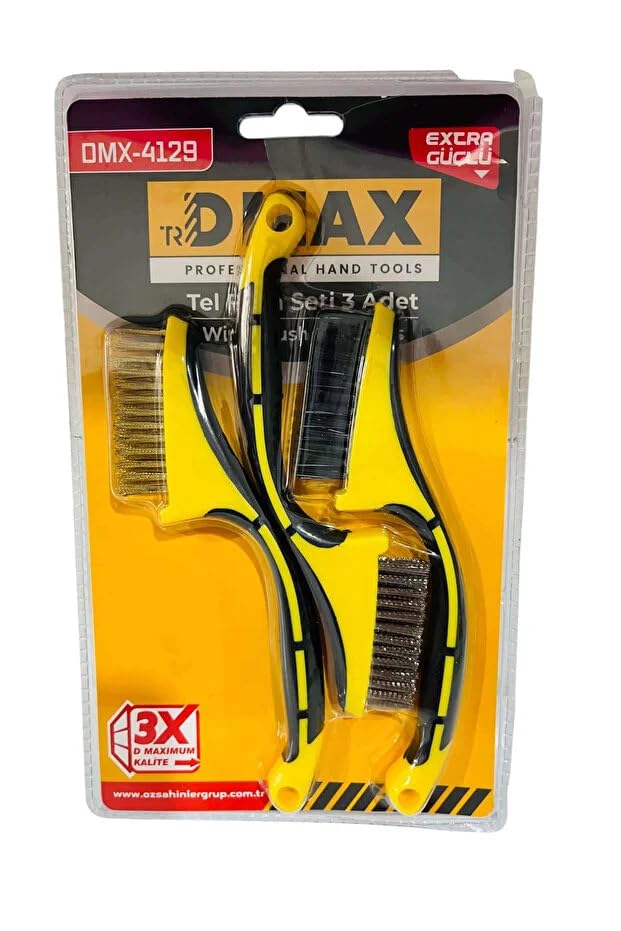 Dmax Tel Fırça Seti 3 Adet - Boya Pas Kir Detaylı Temizlik için Fırça Seti