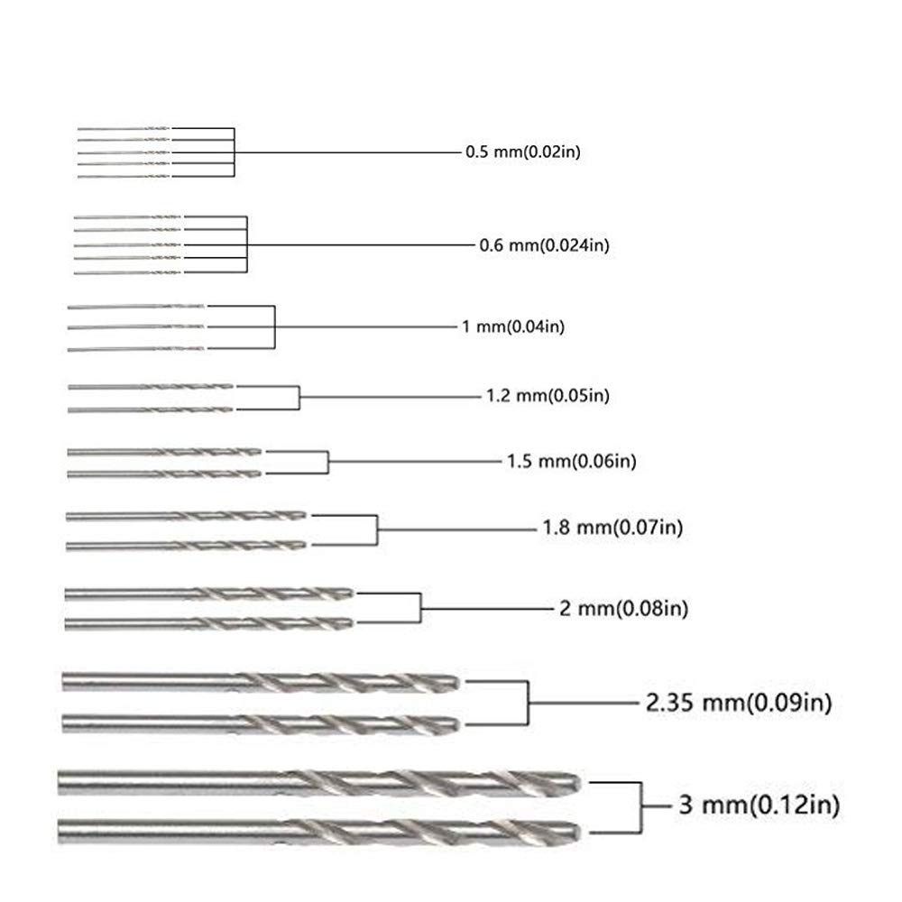 CESFONJER 25 Pcs Mini Twist Bits 0.5mm-3mm Micro punte da trapano Set con precisione a mano Pin Vise Rotary Tools per foratura Modellismo fai-da-te