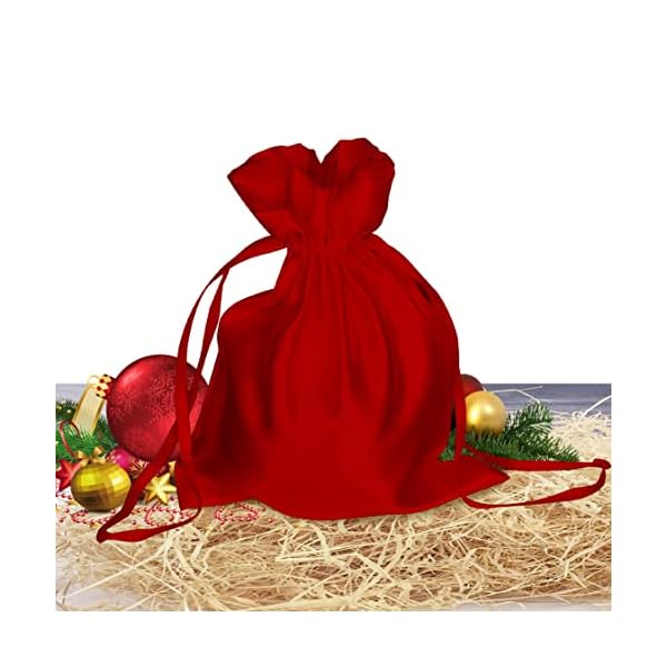 Pure Source India Metallic Satin Mix (13 * 16 cm) Organza Potli Bags Pouch Best Gift Item - Red (Set of 12) - Image 3