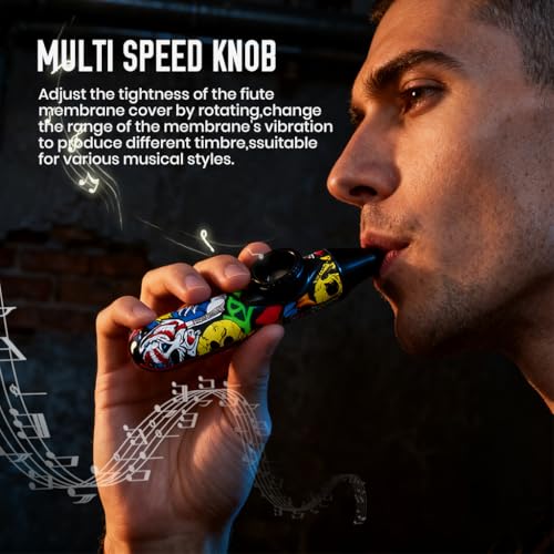 Image of HASTHIP Kazoo Musical Instruments for Kids and Adults Graffiti Style Kazoo Musical Instrument, Fashion Tunable Kazoos Instrument with 5Pcs Membrane, Lanyard, Playing Instructions, Storage Case