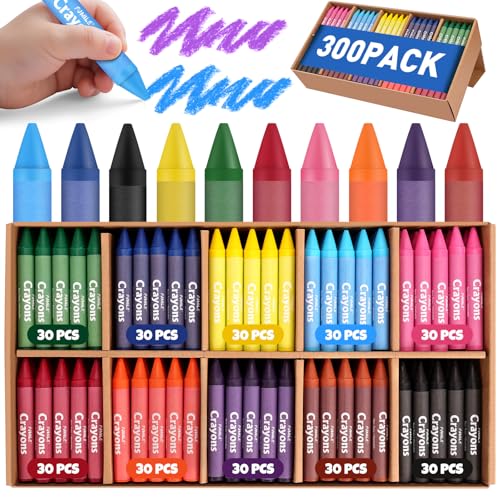 300 Pack Jumbo Crayons Bulk for Toddlers 1-3.10 Colors Washable Unbreakable Toddler Crayons for Toddler Coloring Bulk School Supplies Restaurants Party Favors Stocking Stuffers Preschool Must Haves