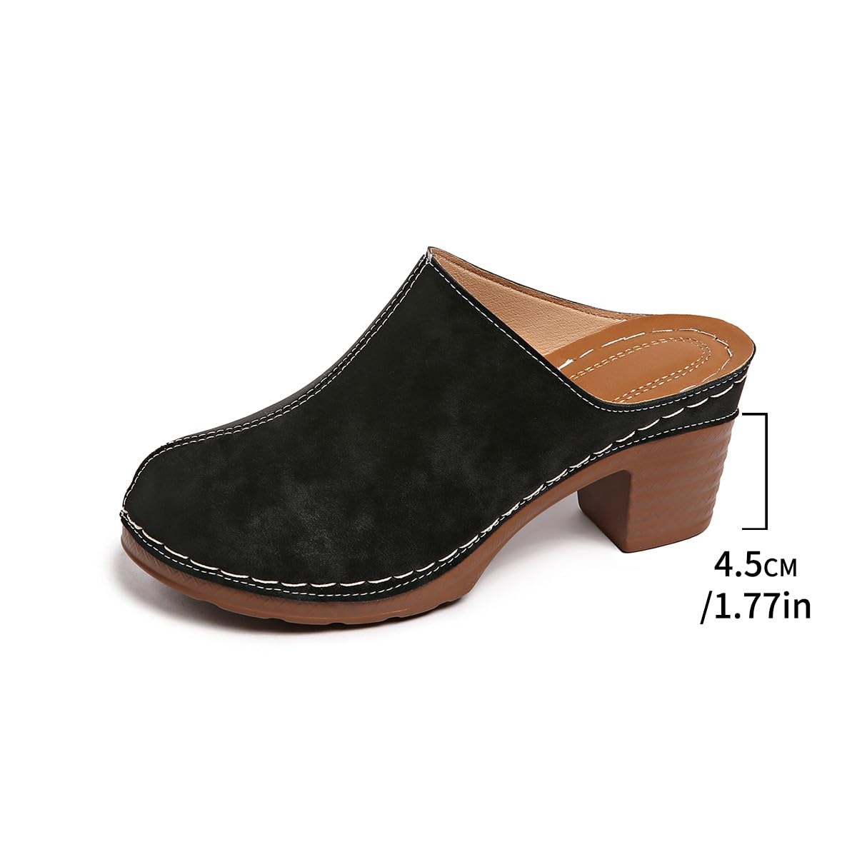 Generico Elegante Damen-Sandalen mit niedrigem Absatz – Damen-Sandalen vorne und offen hinten aus Wildleder, Vintage-Stil, große Schuhe und Plateauschuhe, elegant, leicht zu tragen, für den
