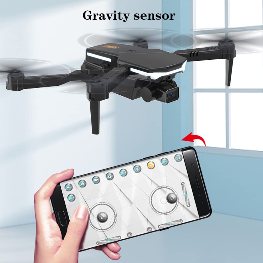 Quadricottero RC Pieghevole per Principianti, Mini Drone con Fotocamera 4K e Tre batterie, Doppia Fotocamera, Fotografia di gesti, Volo di traiettoria, decollo con Un Tasto, rilevamento dell