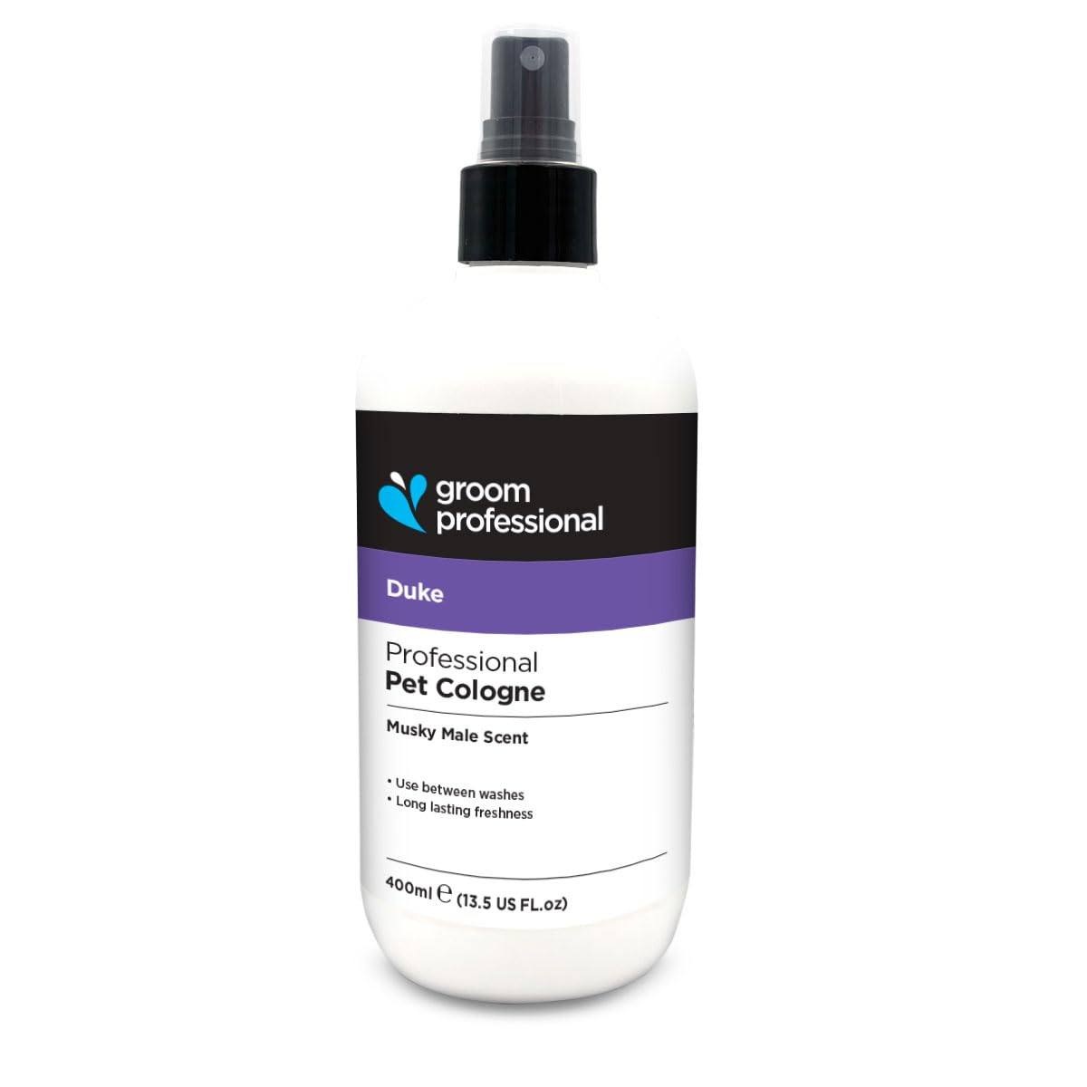 GROOM PROFESSIONAL Duke Dog Cologne Spray - Perfume for Smelly pets - Masculine Scent - Contains Chamomile Extracts to Soothe Sensitive Skin - Long-Lasting Scent, 500ml