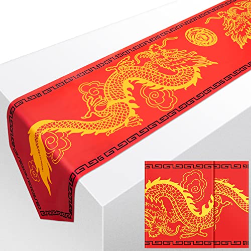 Chinese Dragon Printed Table Runner 11 Inch X 5.9 Ft Dragon Table Decorations Asian Table Runner Chinese Party Decorations For Spring Festival Party Supplies Kitchen Dining Table Decoration (2 Pcs) #TOP29
