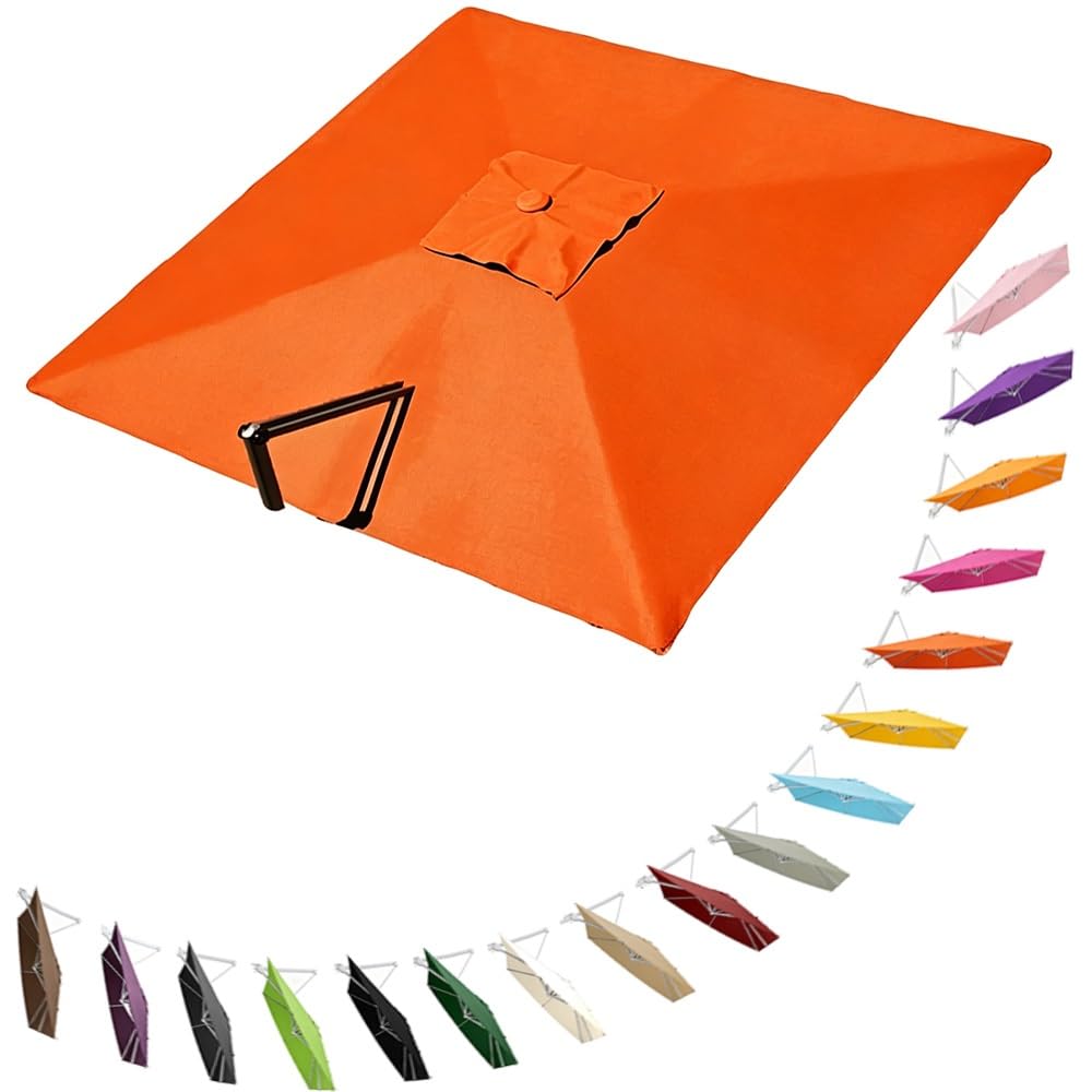 HAEKEBC Square Offset Umbrella Canopy Cantilever Patio Umbrella Replacement Canopy 8 Ribs Parasol Replacement Canvas For Yard Pool(Orange red,4x3m (13x9.8ft))