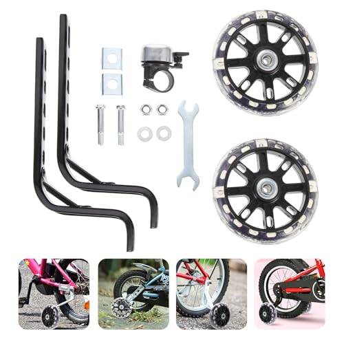 Set de Ruedas de Entrenamiento Reemplazables Mikinona con Timbre Resistente para Bicicleta y Soportes Ajustables Negros miniatura 7
