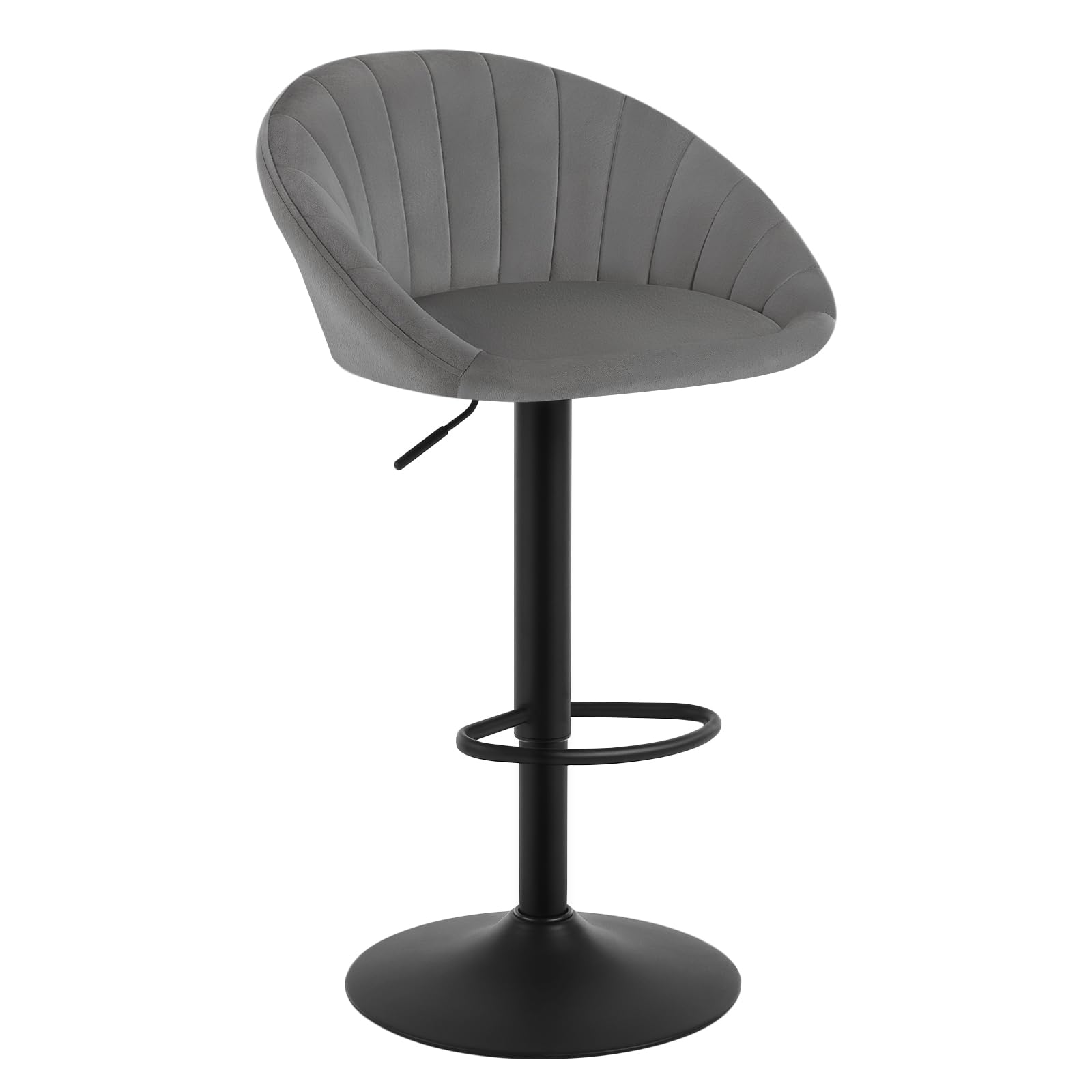 WOLTU Taburetes Bar Giratorios, Taburete Alto Cocina con Respaldo y Reposapiés, Terciopelo, Gris Oscuro