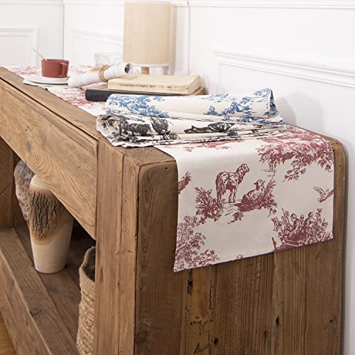 Xtmyi ZQFS-LAN-1272 Toile Blue Table Runners 72 Inches Long For Coffee Kitchen Dining Room Table,French Country Grand Millennial Chinoiserie Decor Floral Print Design Short Tablecloth,Light Blue And Cream White thumb #5