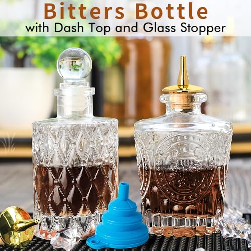 Botellas de cristal para cóctel con elegante tapa dorada para mejorar tu barra en casa 4