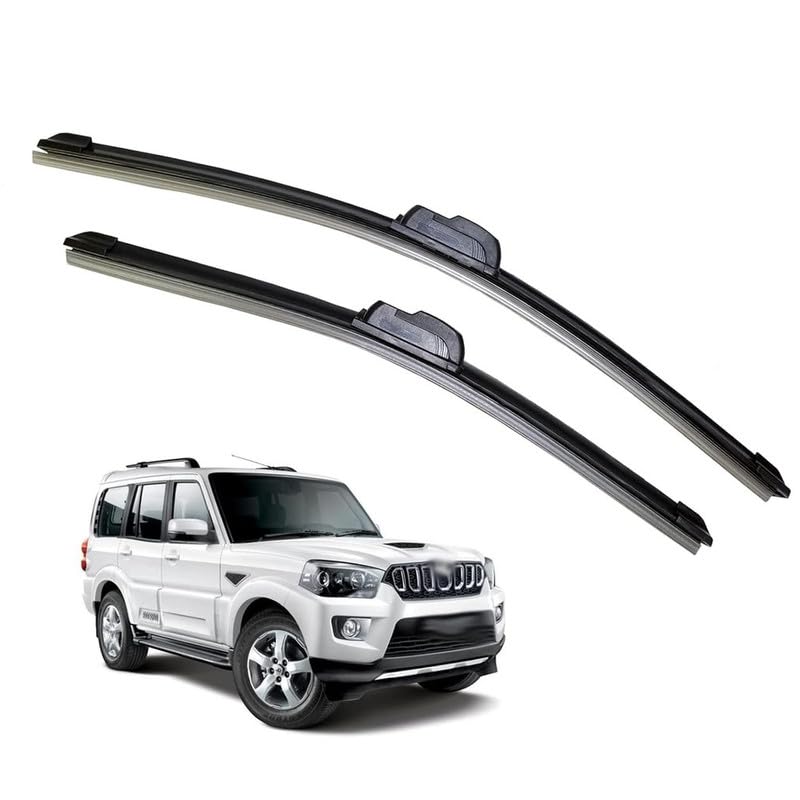 Image of Audio WHeels Perfect Fitting Frameless Windshield 100% Scratch Proof Cleaning Water Repellant Silicon Car Wiper Blades For Equipment Replacement, Set of 2 (D-20 inch & P-20 inch)