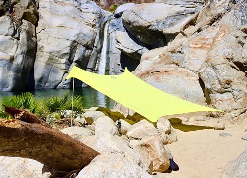 Image of Neso Grande Portable Beach Tent Sun Shelter - Lightweight Beach Shade Canopy - Easy Setup for Family Outings - Patented Reinforced Corners - UPF 50+ Sun Protection - 7ft Tall, 9 x 9ft