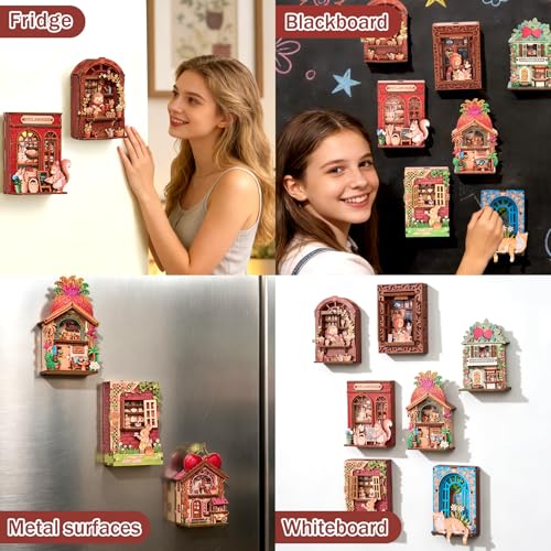 Imán decorativo puzzle 3D de madera para refrigerador miniatura 4
