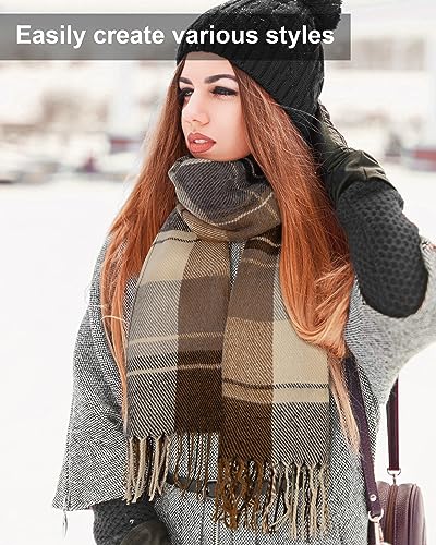 Image of Loritta Winter Scarf for Women, Long Plaid Shawl Wraps Scarves Gifts