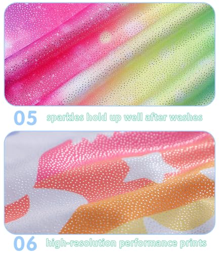 Image of HOZIY Gymnastics Leotards for Girls with Shorts Toddlers Biketards Rainbow Unicorn Dinosaur Mermaid Leopard Flower Galaxy