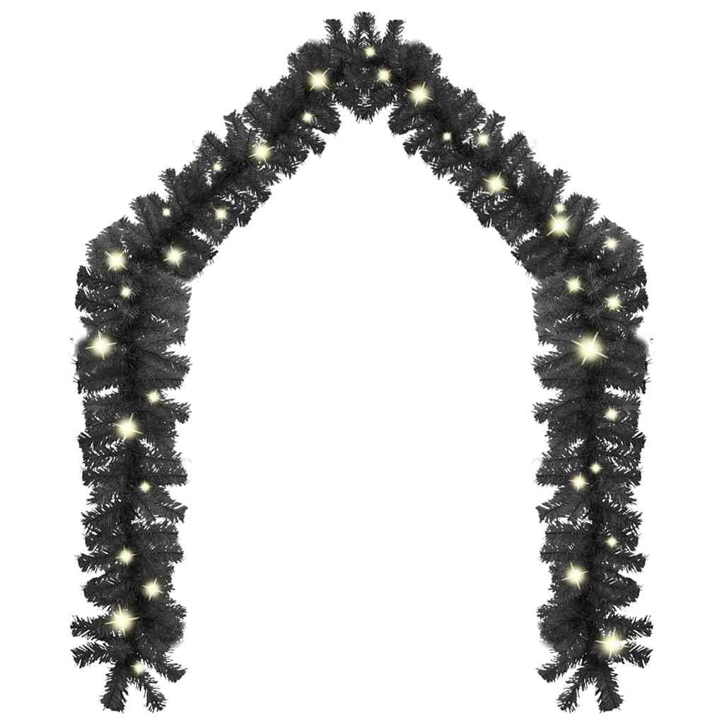 HaoChrymec Ghirlanda natalizia decorativa con 150 LED in PVC, nero, 10 m