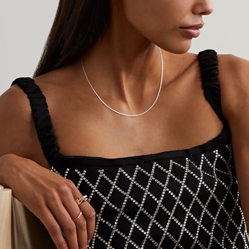 925 Sterling Silver Chain Necklace for Women Box Link Chain Necklace Simple Dainty Choker Necklace Waterproof Link Necklace Trendy Jewelry Gifts3