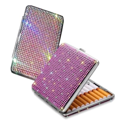 Pitillera rosa for mujeres y hombres, 2 uds. Estuche for cigarrillos con solapas de Metal, caja de cigarrillos brillante ostentosa, barata for regalos navideños ( Color : Colored pink large+pink small