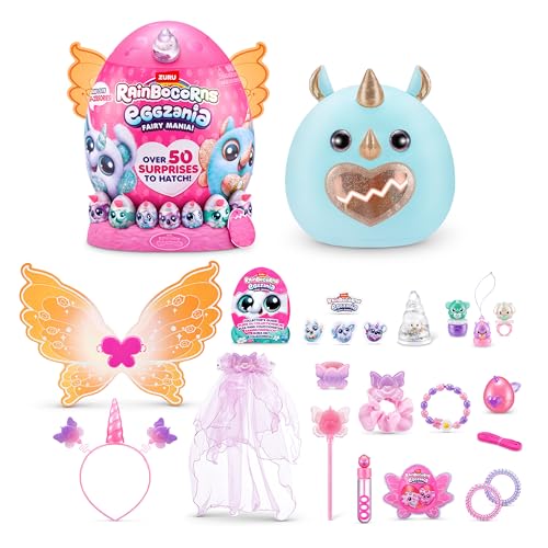 Eggzania Fairy Mania (Rhino) by ZURU, Plush Toy, Collectible Plush, Surprise Eggs, Wearable Accessories, Slime, Toys for Girls