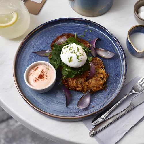 Genware Terra Porcelain, Aqua Blue, Low Presentation Plate, 250mm, LP-PBL25, Pack of 12, 250mm Diameter - Image 4