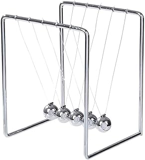 IUUWTMV Newton’s Cradle Unique Stainless Steel Newtons Cradle Balance Balls All-Metal Physics Science Newton Pendulum for Home Office Decor Ornament Educational Desk Toy