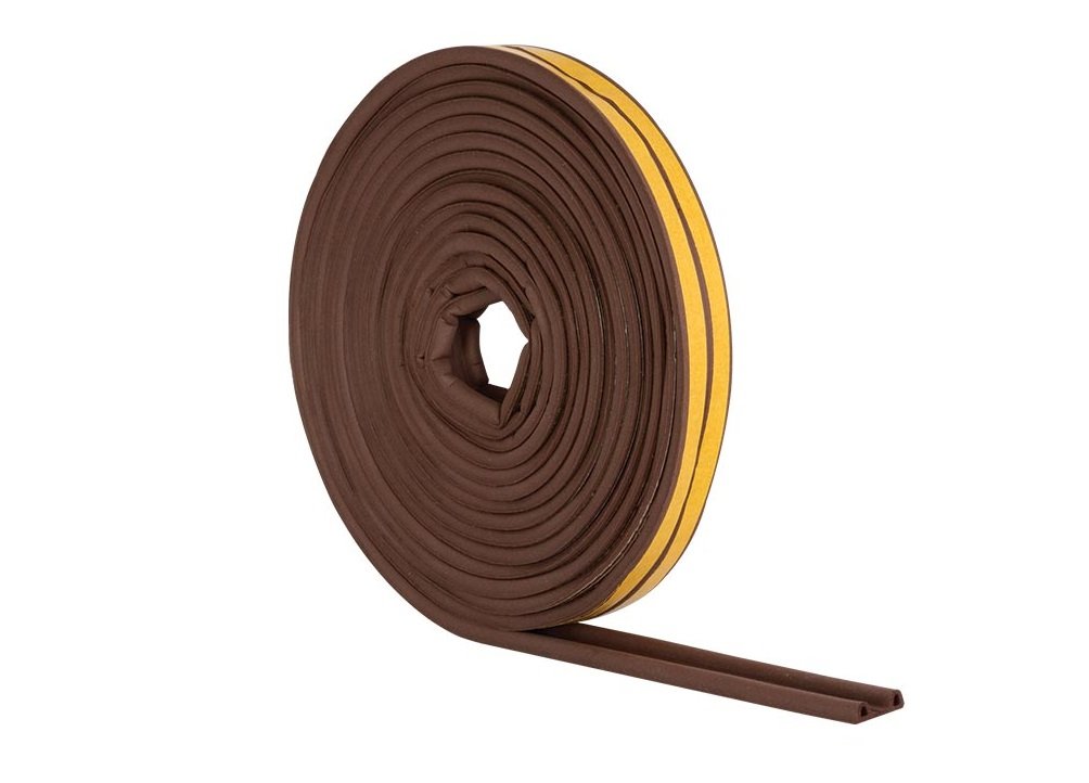 Stormguard Brown Epdm P Profile Draught Excluder - Self Adhesive Rubber Weather Strip - 10M,