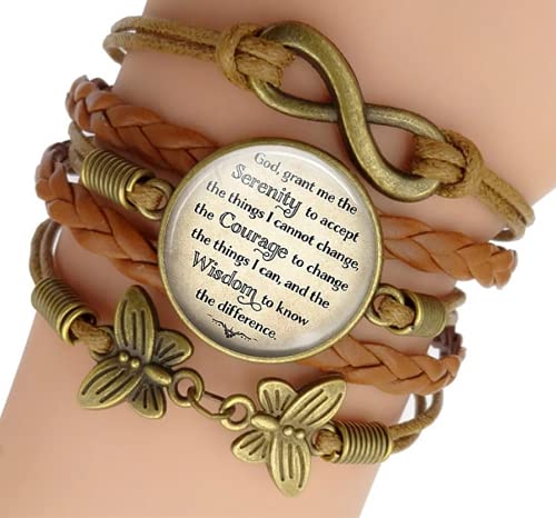 Serenity Prayer Leather Bracelet - Sobriety Gift for Women - AA NA Motivational Inspirational Addiction Recovery Gift2