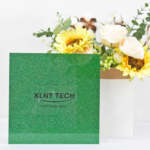 Image of Glitter Green Acrylic Sheets 6PCS 1 /8 inch Thick 8 x 8 Inch for Laser Cutting and Engraving Plastic Sheet Materials, Glitter Plexiglass Sheets for Crafts and DIY Project.