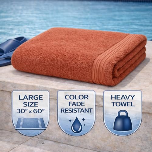 Image of Fitness Mantra Cotton Bath Towel 650 GSM | Heavyweight, Soft & Absorbent | Quick Dry | Large 30 x 60 Inch Towel for Daily Bath Use | 1 Peace| Peach|