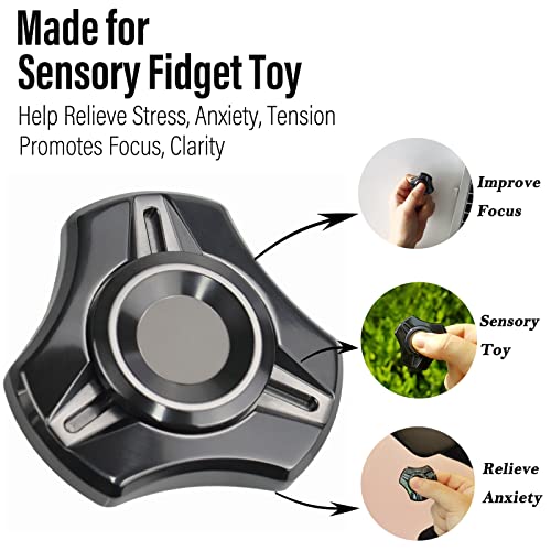 Image of FREELOVE Premium Metal Fidget Spinner for Adults, Stainless Steel Heavy Silent Spinner with Precision Bearing, Small Office Desk Toy & EDC for Stress Relief Focus ADHD, Mini Zirconium Alloy Black