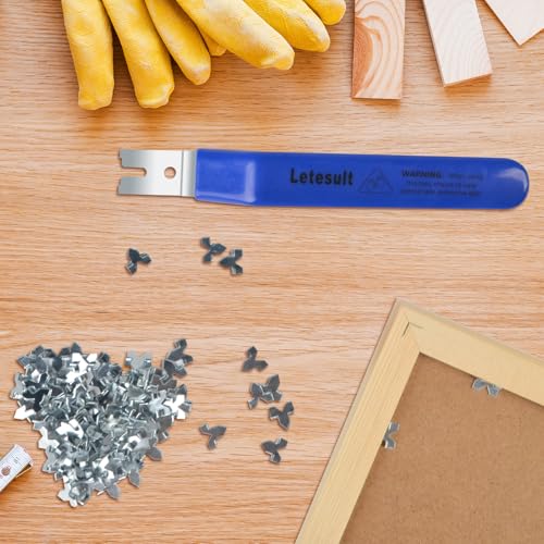 Image of Glazier Point Driver Tool, Glazier Setting Tool with 120 Glazing Push Points, Glazing Push Point Driver Tools with Blue Rubber Grip for Wooden Framing Backing Glass Picture Cross Stitch