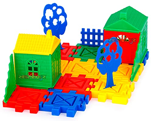 Image of Zest 4 Toyz Blocks Toy for Kids DIY Big Size Interlocking House Building Block with Trees & Window Set of 40 Pcs (Multi Color)