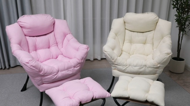 Sillón con Ottoman Plegable Beige miniatura 7