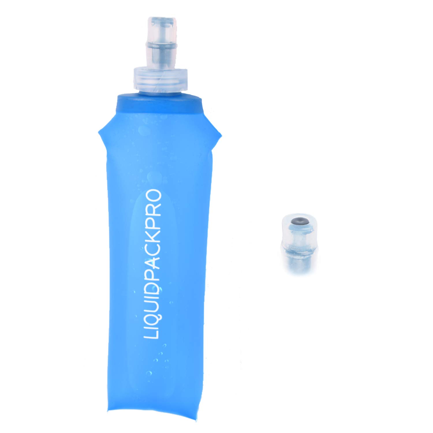 LIQUIDPACKPROLIQUIDPACKPRO Collapsible Water Bottle 500 ml 17 oz Soft Flask Portable for Running, Ultra Marathon, Hiking and Cycling