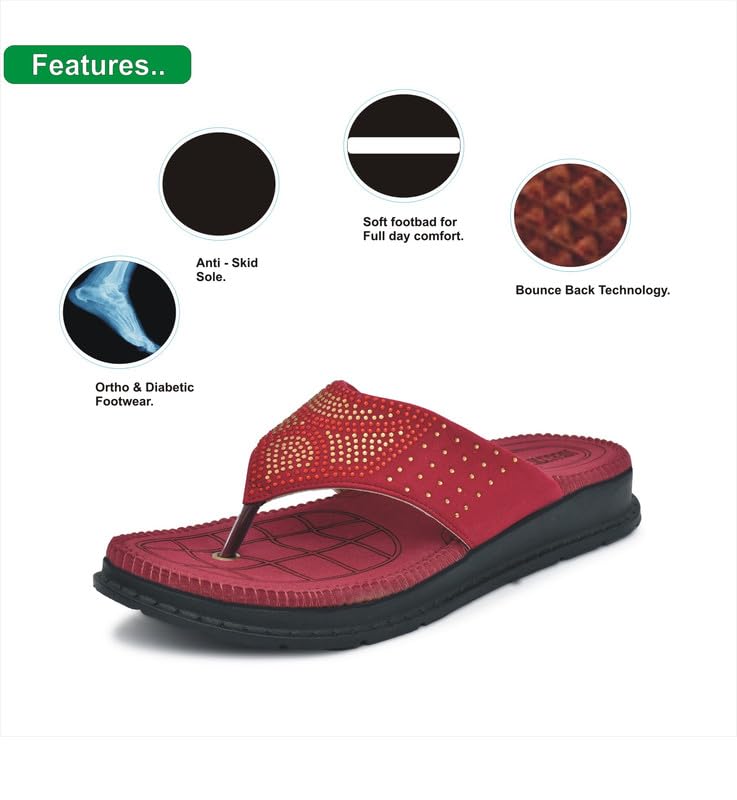 Image of HEALTH FIT Diabetic & Orthopedic with Super Extra Soft Ortho Care Anti-Skid Doubleu Flip-Flops for women Slippers /Doctor Chappal & Footwear HF329