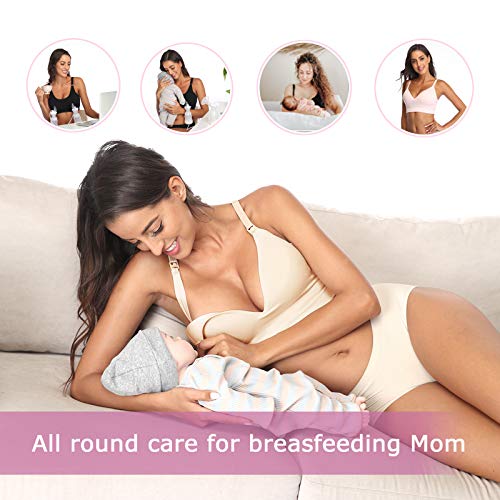 Lupantte 1 Puming Bra + 2 Nursing Bras 3Pack Set. Hands Free Breast Pump Bra. Breastfeeding Bras with One-Step Clip. Adjustable Breastfeeding Bra for Pumping. Fit Most Breast Pumps (Medium)