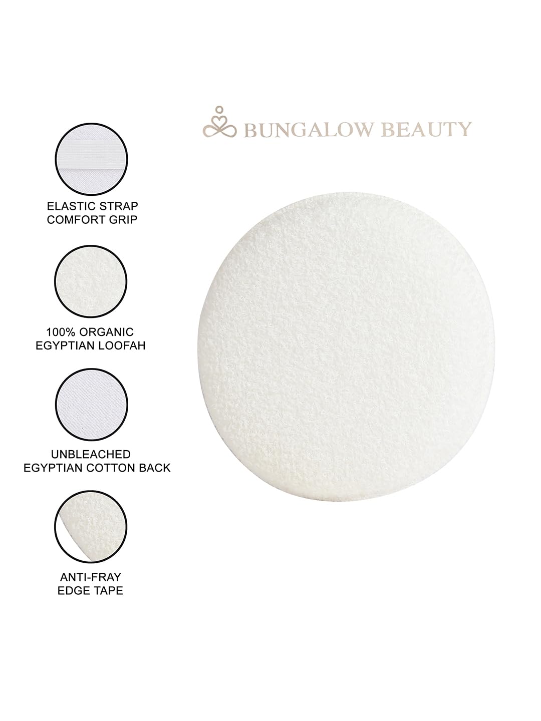 BUNGALOW BEAUTY Microfiber Loofah Back Scrubber and Exfoliating Body Sponge for Bathing, Dry Skin, White (Pack of 2) 1