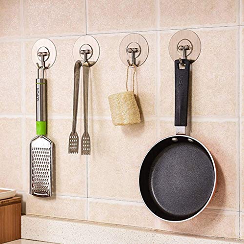 Image of Multi-Functional Self Adhesive Bathroom Towel Hooks Sticking Adhesive Hanger Round Strong Stainless Steel Hook for Decorative Room and Kitchen, Wall Hook (10)