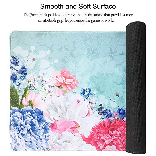 SANFORIN Extra Large Mouse Pad - Flower Design Gaming or Desk Mouse pad - 31.5" x 15.7"x0.12''(3mm Thick)- XXL Protective Mouse Keyboard Desk Mat for Computer/Laptop (White Peony)