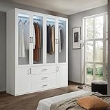 3. 【Armoire avec LED intégré】Dressing avec éclairage LED intégré offrant une visibilité optimale à l’intérieur du placard, facilitant le choix des vêtements même dans les pièces peu lumineuses, solution pratique pour un usage quotidien