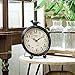 NIKKY HOME Vintage Table Clock with Bird, Metal Desk Clocks Battery Operated Black Retro Table Clock on Stand Decorative Desk Clock for Bedroom Living Room Shelf