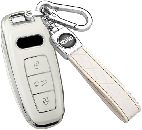 Miniatura 10 de ontto Funda para llavero de automóvil compatible con 2019 2020 A6 A6L A7 E-Tron A8 Q8 Key Box Remote Cover Negro