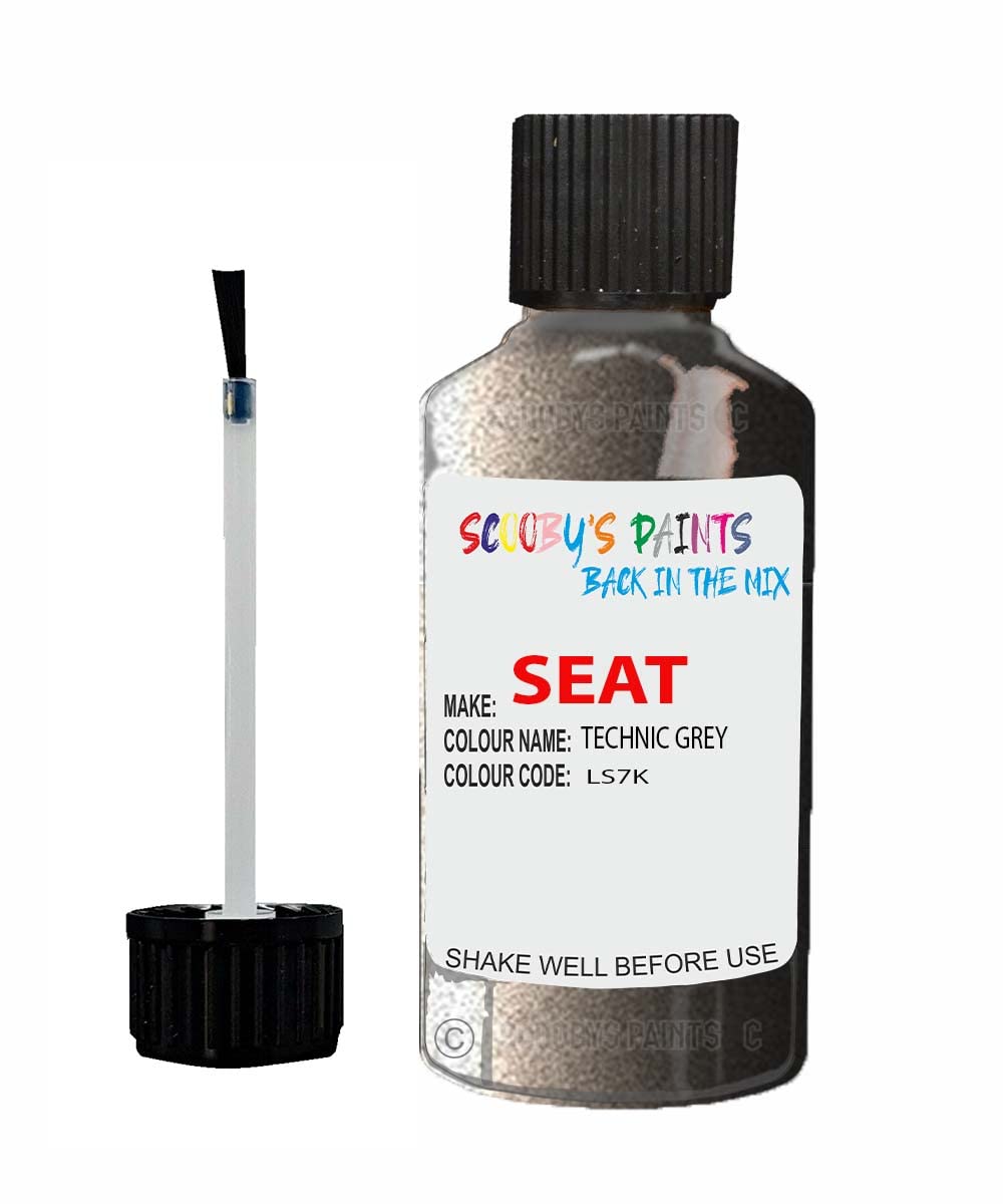 Scoobys Paints Back In The Mix Technic Grey Touch Up Paint For Seat Ibiza Ls7k 2013-2017 30Ml Bottle Brush Scratch Stone Chip Repair Pen