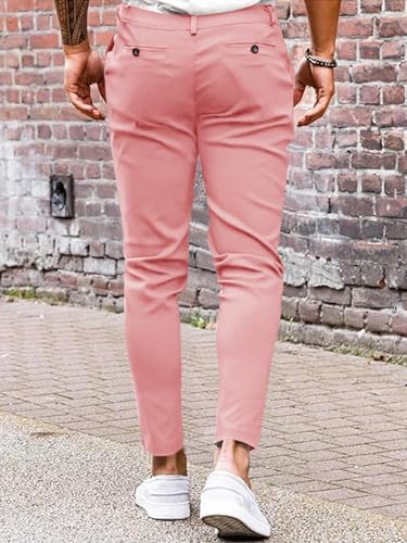Image of Mens Chinos Slim Fit Pants Stretch Tapered Dress Pant Casual Trousers