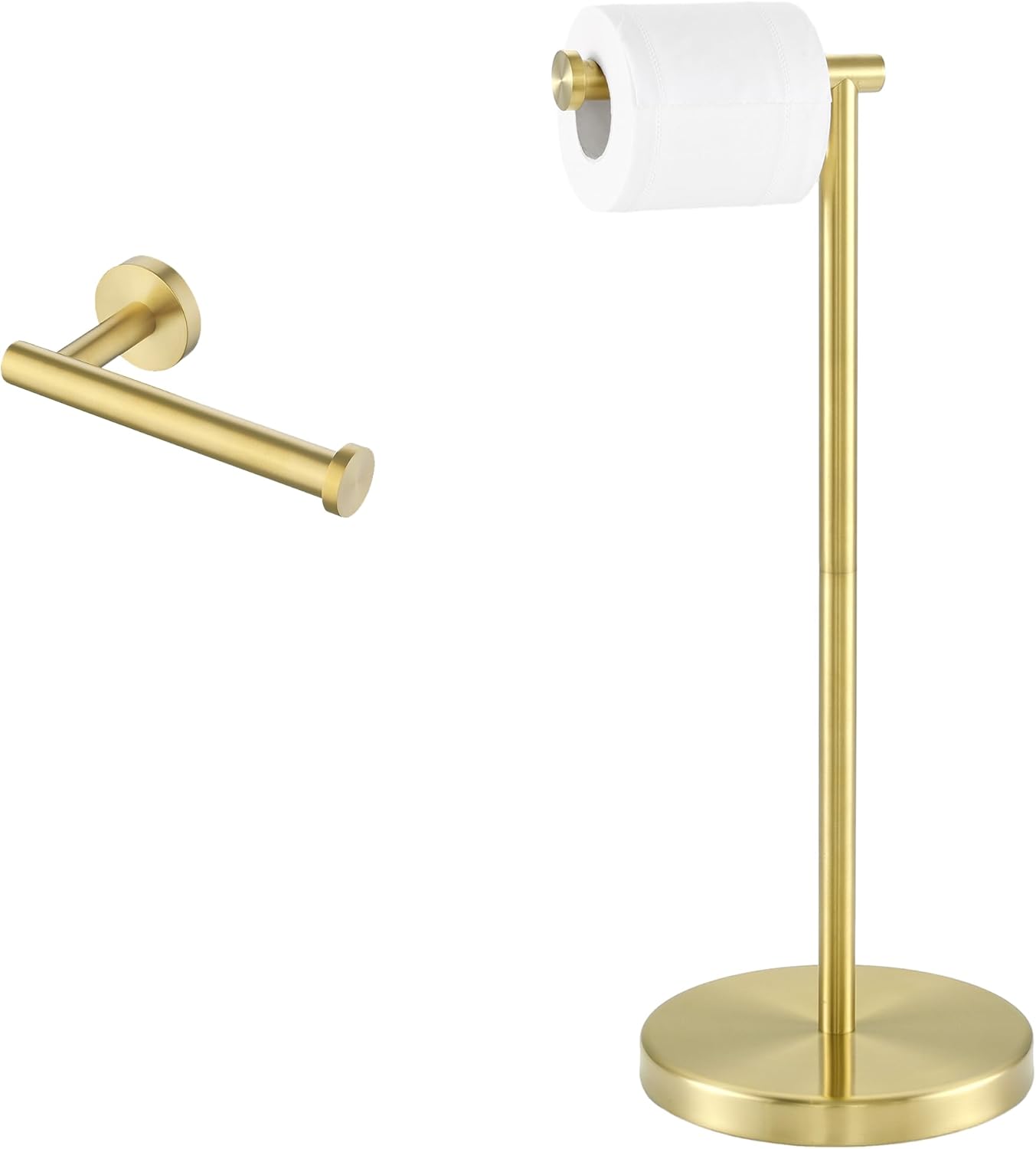 KES Bathroom Toilet Paper Holder Wall Mount & Toilet Paper Holder Free Standing, Brushed Gold, A2175S12-BZ-SL+BPH283S1-BZ