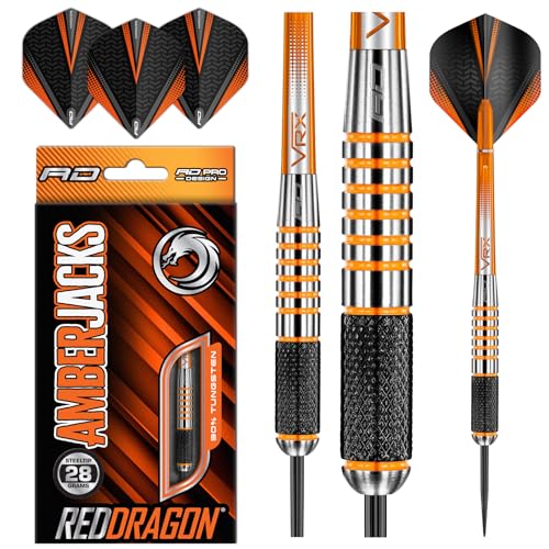 RED DRAGON Amberjack 9: 28g Tungsten Darts Set with Flights and Shafts (Stems)