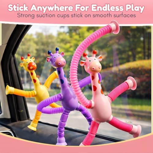 Image of Toy Imagine Pack of 12 Telescopic Suction Toys Giraffe for Kids Birthday Return Gift Set Bulk Gifting Party Favor Toys for Kids Boys Girls